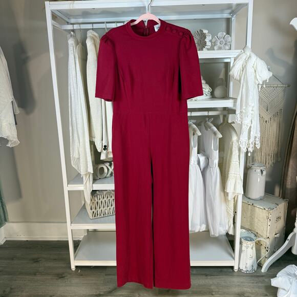 Donna Morgan Sz. 12 half sleeve Jumpsuit knit retro vintage vibe seventies #4325 - Picture 1 of 7